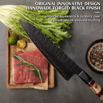 Luxus Japanisches Kochmesser – Handgeschmiedet aus VG10 Stahl mit edlem Holzgriff