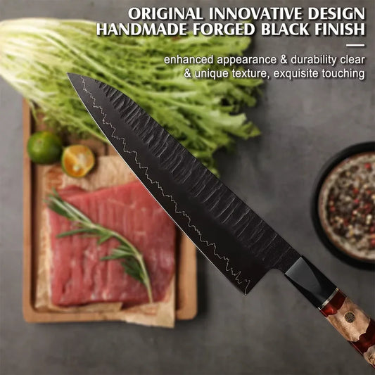 Luxus Japanisches Kochmesser – Handgeschmiedet aus VG10 Stahl mit edlem Holzgriff