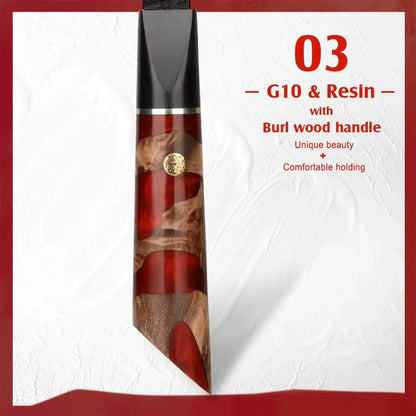 Luxus Japanisches Kochmesser – Handgeschmiedet aus VG10 Stahl mit edlem Holzgriff