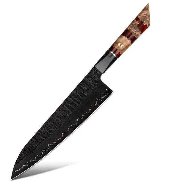 Luxus Japanisches Kochmesser – Handgeschmiedet aus VG10 Stahl mit edlem Holzgriff