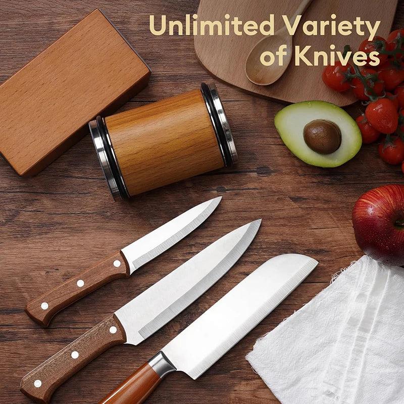 Messerschärfer-Set mit Winkelrolle (15°/20°) + Magnetischer Messerhalter & Diamant-Schleifsteine