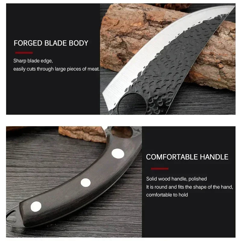 Handgeschmiedetes Ausbeinmesser aus Edelstahl inkl. Lederscheide – Präzisions-Küchenmesser zum Filetieren von Fleisch, Fisch, Obst & Gemüse