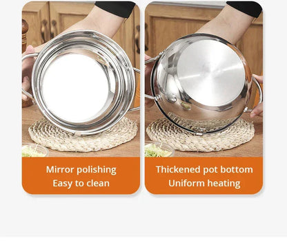 Edelstahl-Fritteuse mit Thermometer – Ölsparende Pfanne mit Deckel & Abtropfgitter