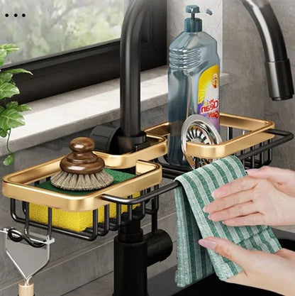 Modernes Küchenregal aus Aluminium – Über-Wasserhahn Abtropfregal für Spüle | Schwamm- & Seifenhalter | 12 Varianten