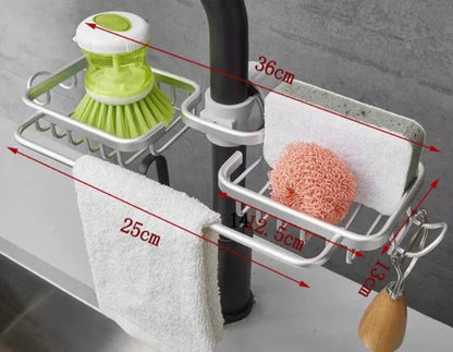 Modernes Küchenregal aus Aluminium – Über-Wasserhahn Abtropfregal für Spüle | Schwamm- & Seifenhalter | 12 Varianten