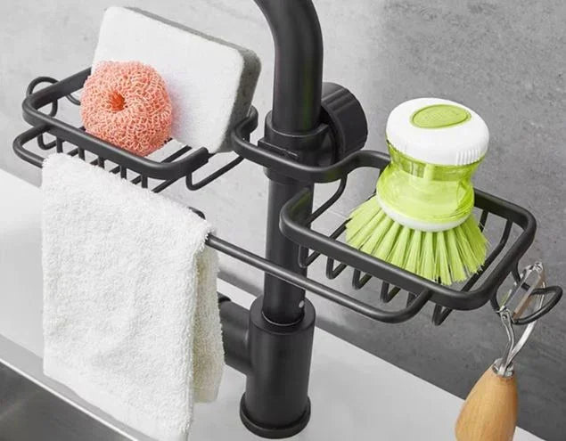 Modernes Küchenregal aus Aluminium – Über-Wasserhahn Abtropfregal für Spüle | Schwamm- & Seifenhalter | 12 Varianten