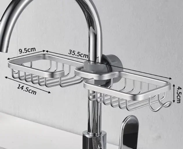 Modernes Küchenregal aus Aluminium – Über-Wasserhahn Abtropfregal für Spüle | Schwamm- & Seifenhalter | 12 Varianten