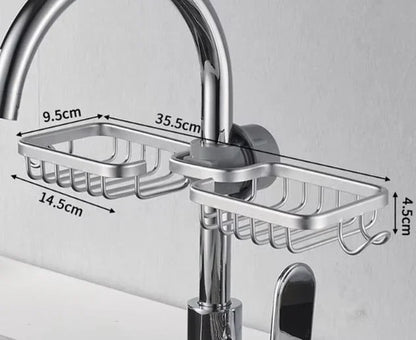 Modernes Küchenregal aus Aluminium – Über-Wasserhahn Abtropfregal für Spüle | Schwamm- & Seifenhalter | 12 Varianten