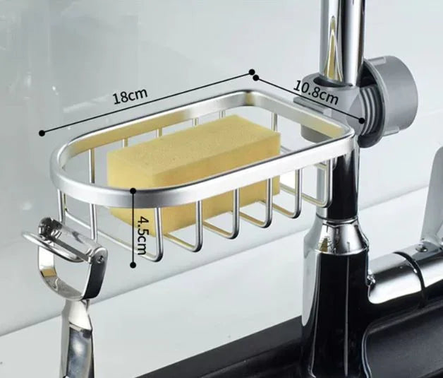 Modernes Küchenregal aus Aluminium – Über-Wasserhahn Abtropfregal für Spüle | Schwamm- & Seifenhalter | 12 Varianten